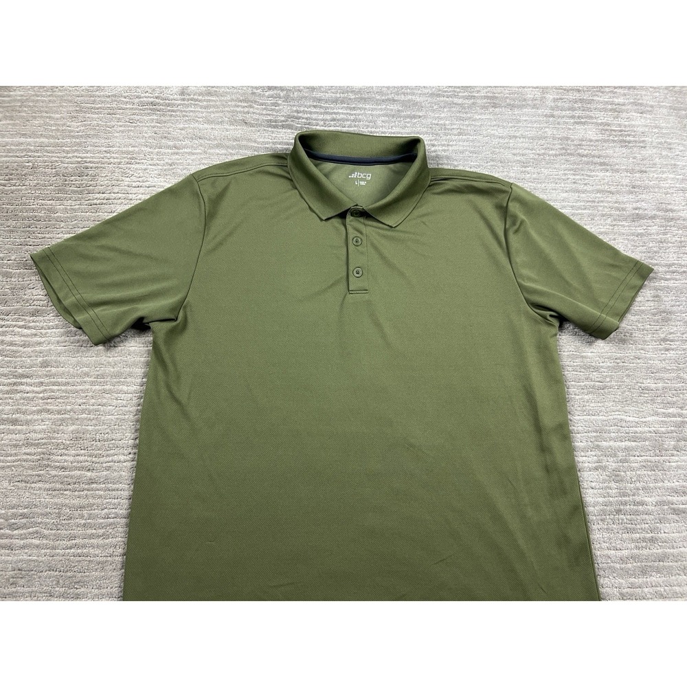 BCG Polo Shirt Mens Large Green Short Sleeve Polyester Athleisure Outdoor Casual - Picture 2 of 12